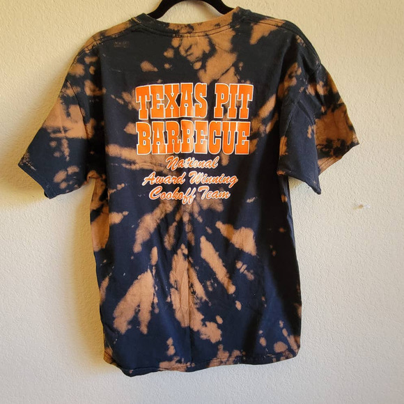 Texas Pit Barbecue Custom Orange Black Tie Dye T-shirt - L - Picture 2 of 2